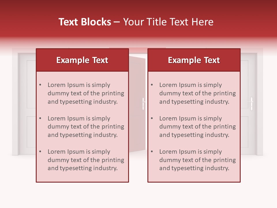 A Red Door Is Open In A White Room PowerPoint Template