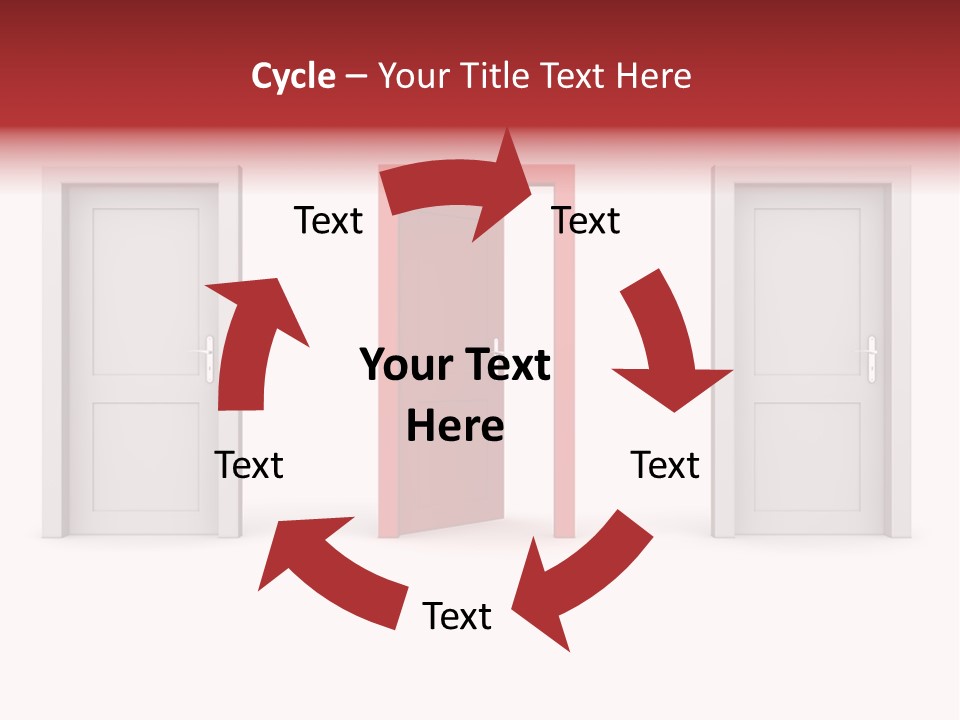 A Red Door Is Open In A White Room PowerPoint Template