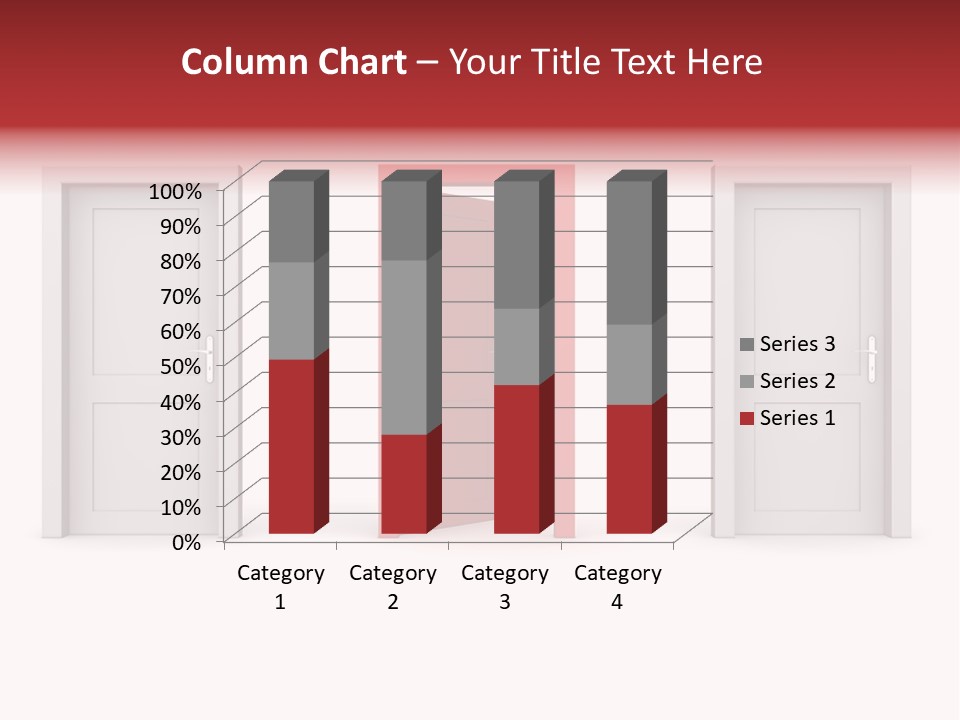 A Red Door Is Open In A White Room PowerPoint Template