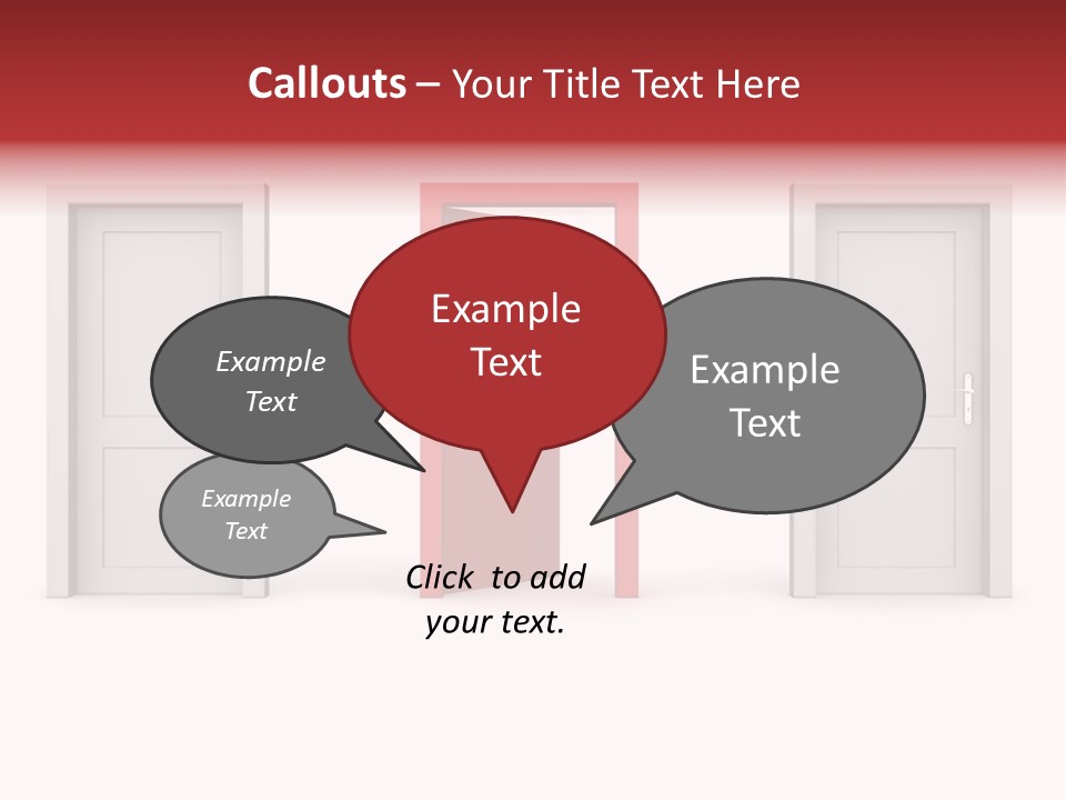 A Red Door Is Open In A White Room PowerPoint Template