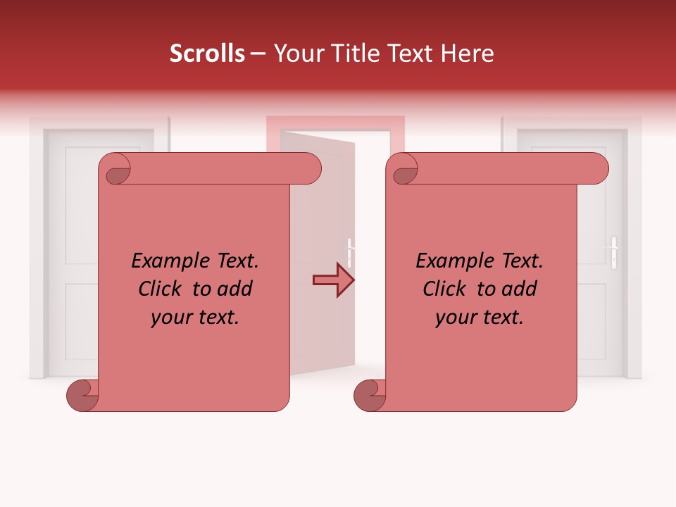 A Red Door Is Open In A White Room PowerPoint Template