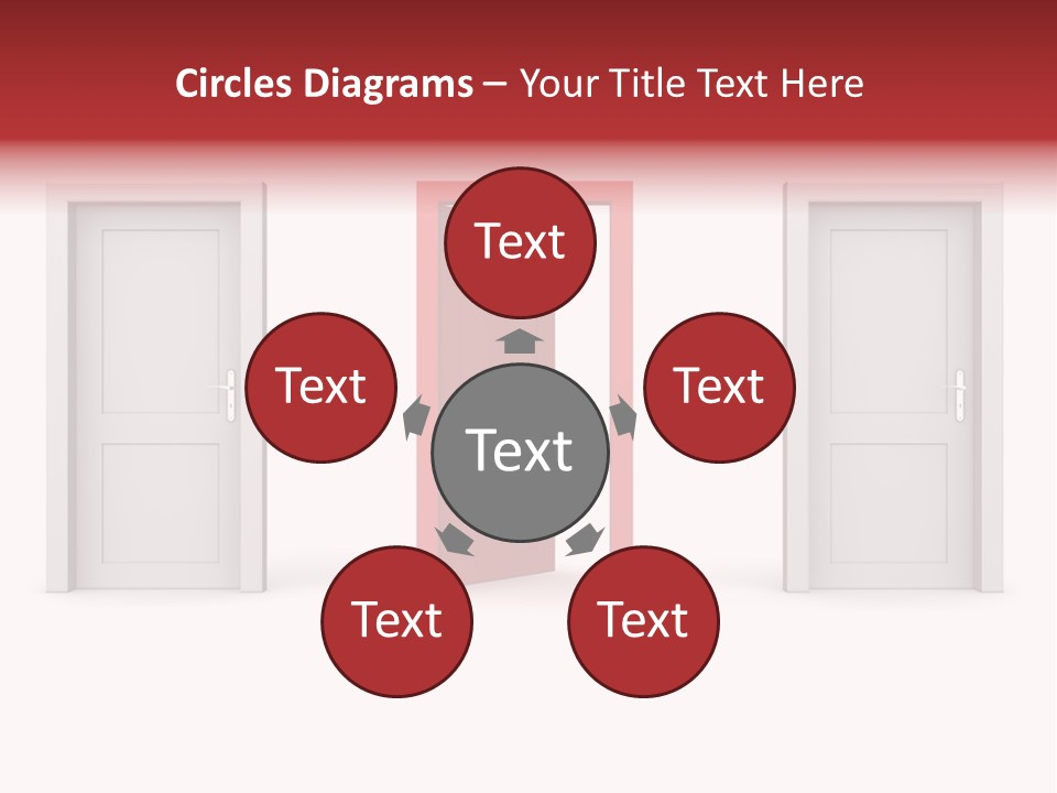 A Red Door Is Open In A White Room PowerPoint Template