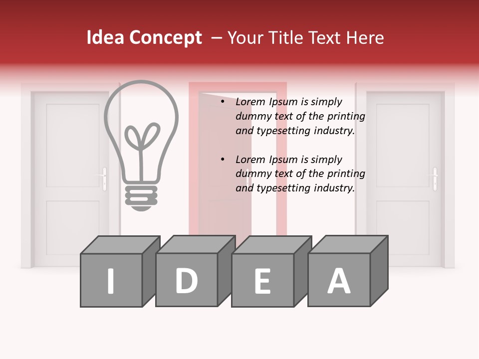 A Red Door Is Open In A White Room PowerPoint Template