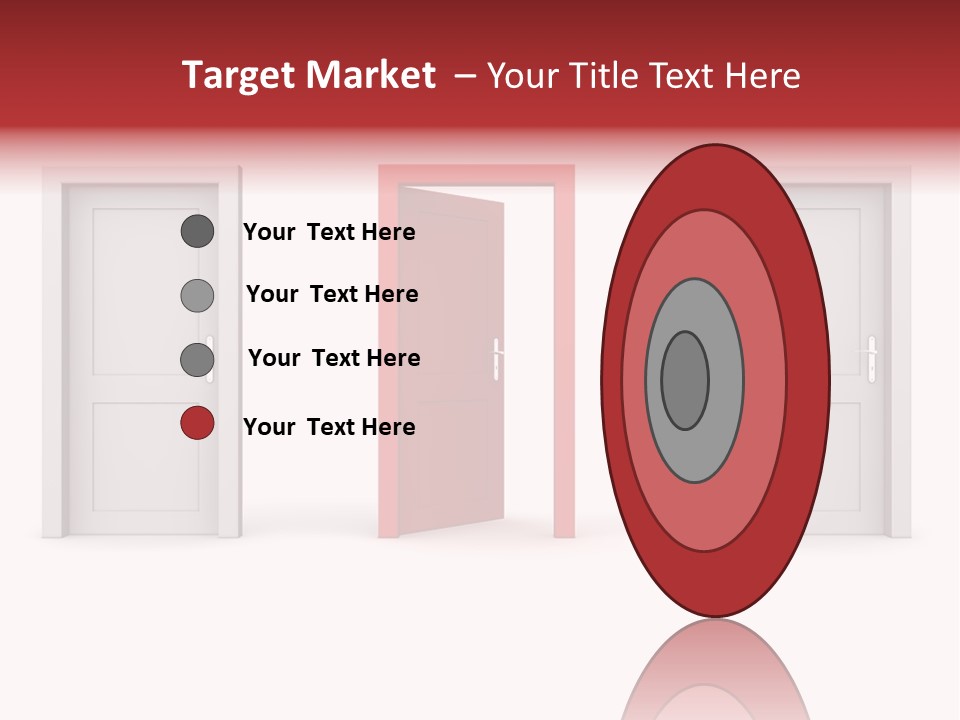A Red Door Is Open In A White Room PowerPoint Template