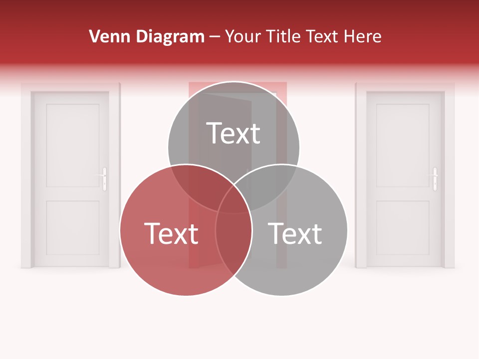 A Red Door Is Open In A White Room PowerPoint Template