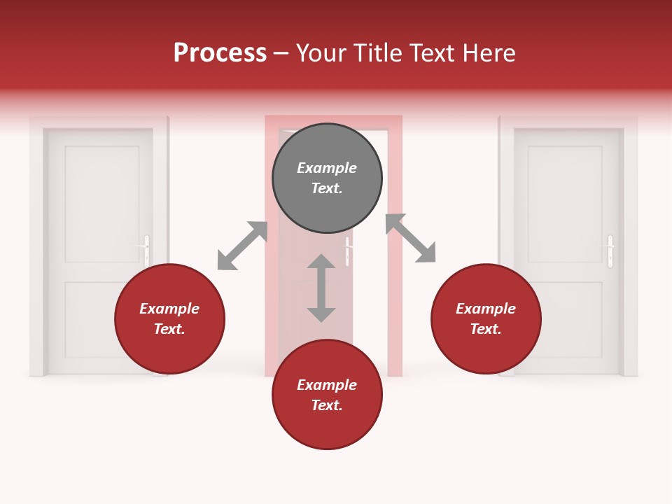 A Red Door Is Open In A White Room PowerPoint Template
