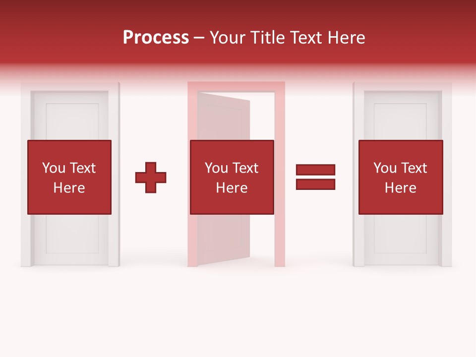 A Red Door Is Open In A White Room PowerPoint Template