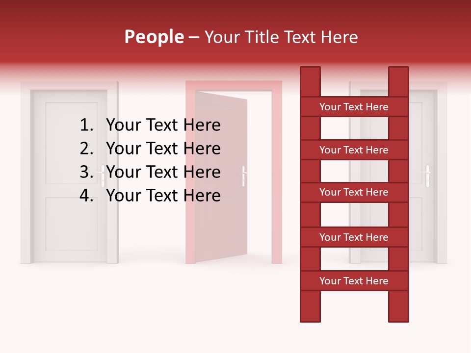 A Red Door Is Open In A White Room PowerPoint Template