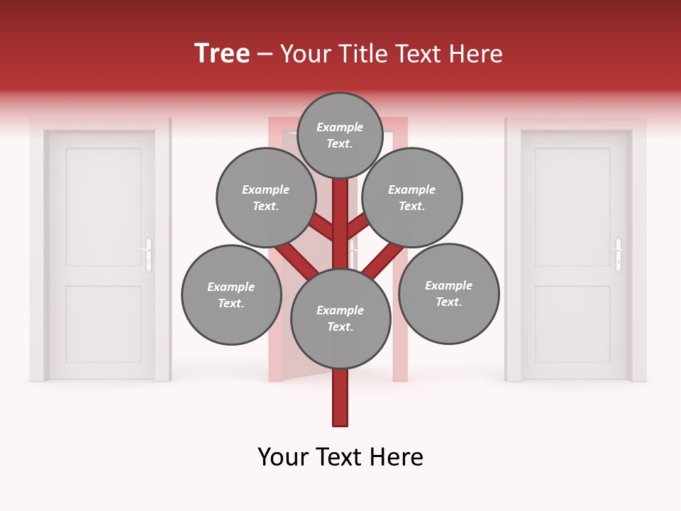 A Red Door Is Open In A White Room PowerPoint Template