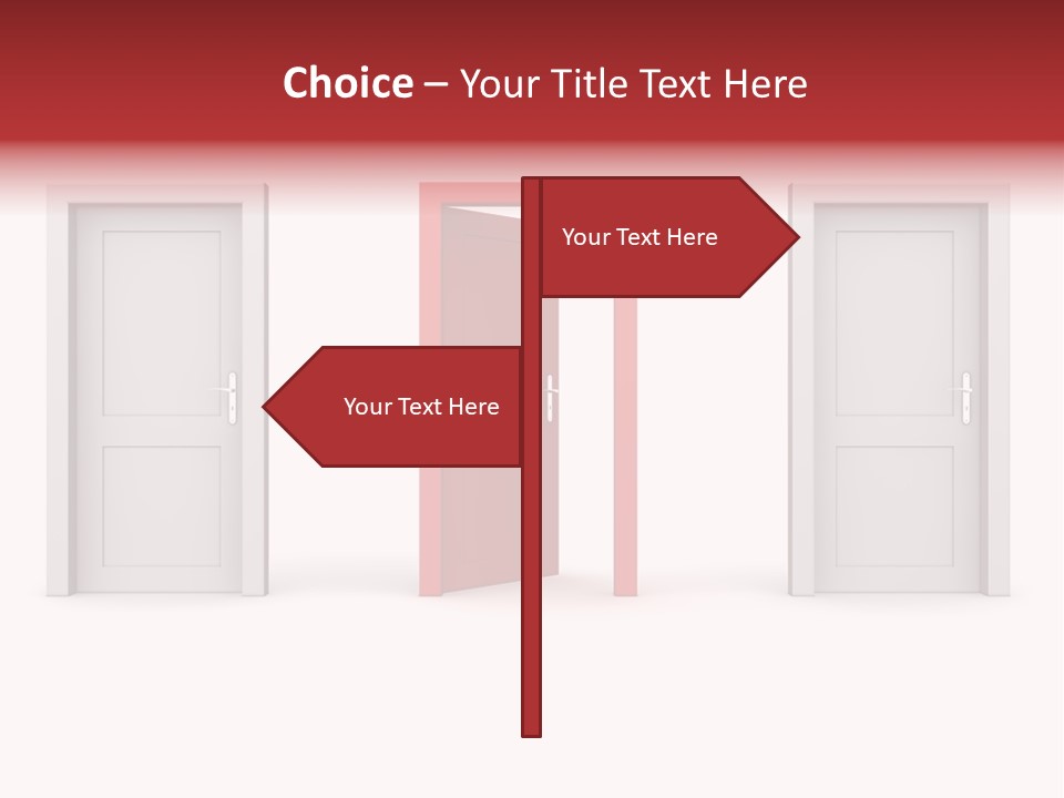 A Red Door Is Open In A White Room PowerPoint Template