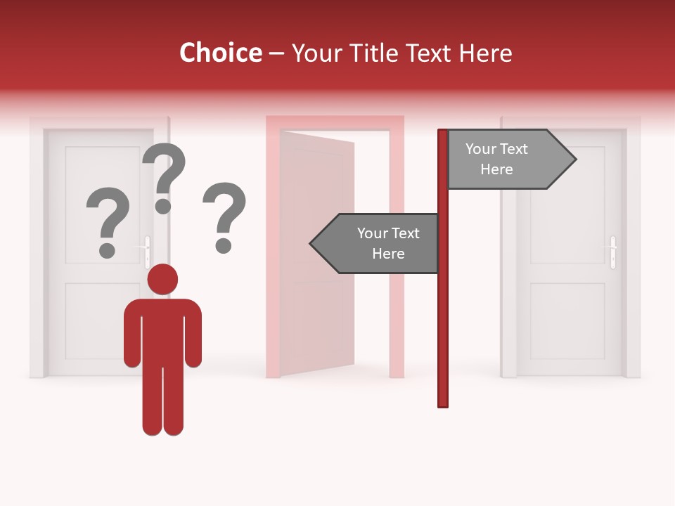 A Red Door Is Open In A White Room PowerPoint Template