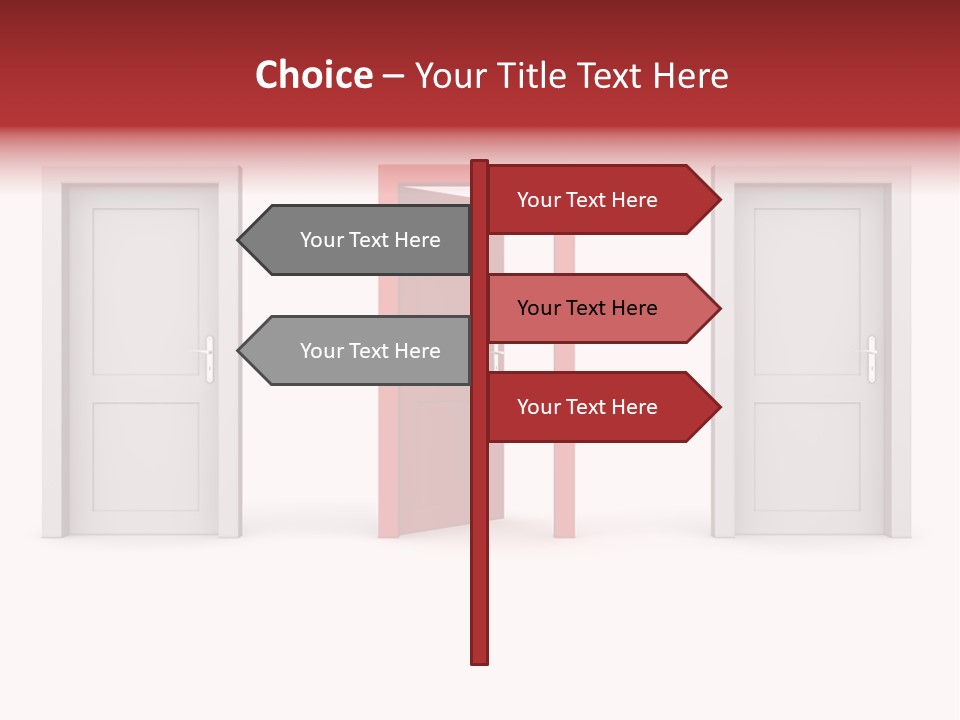 A Red Door Is Open In A White Room PowerPoint Template
