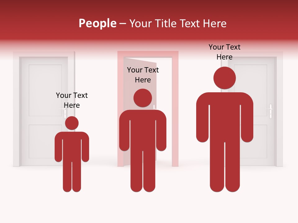 A Red Door Is Open In A White Room PowerPoint Template