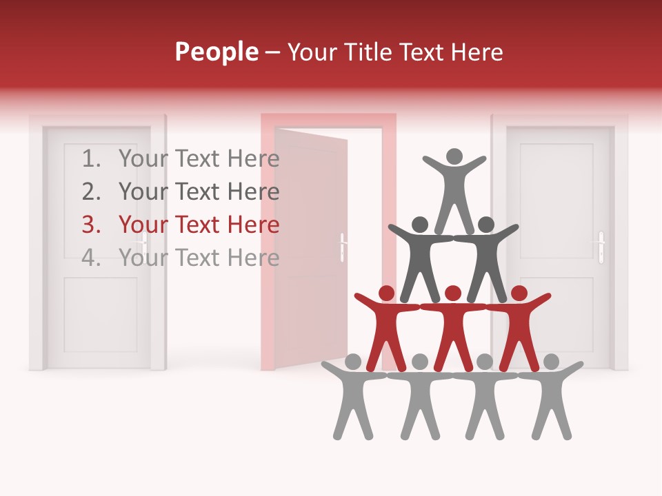 A Red Door Is Open In A White Room PowerPoint Template