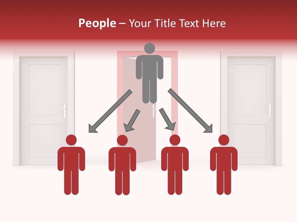 A Red Door Is Open In A White Room PowerPoint Template