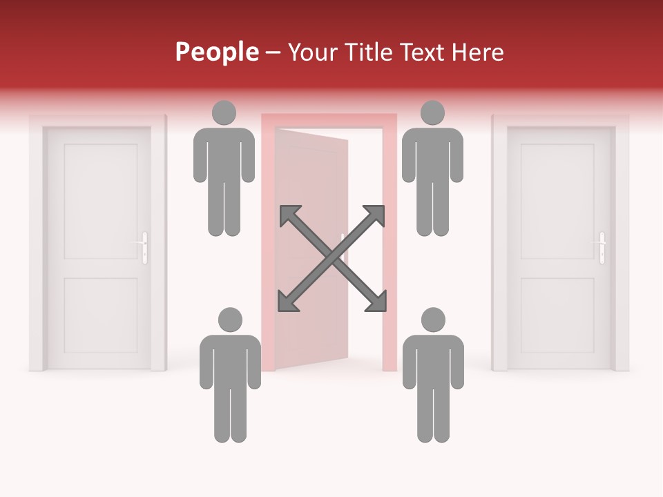 A Red Door Is Open In A White Room PowerPoint Template