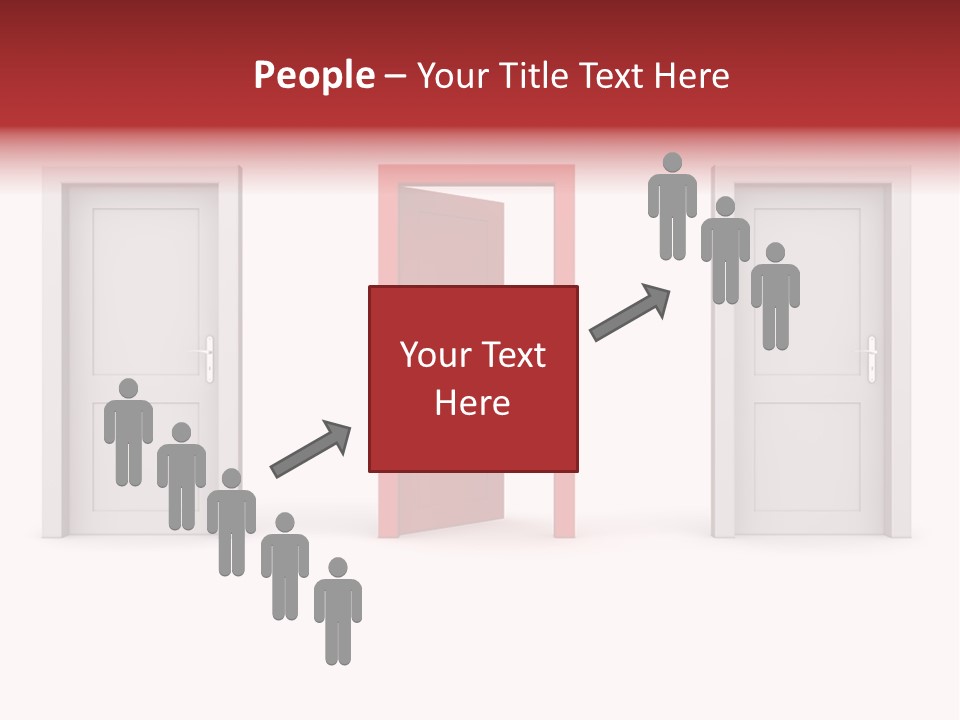 A Red Door Is Open In A White Room PowerPoint Template