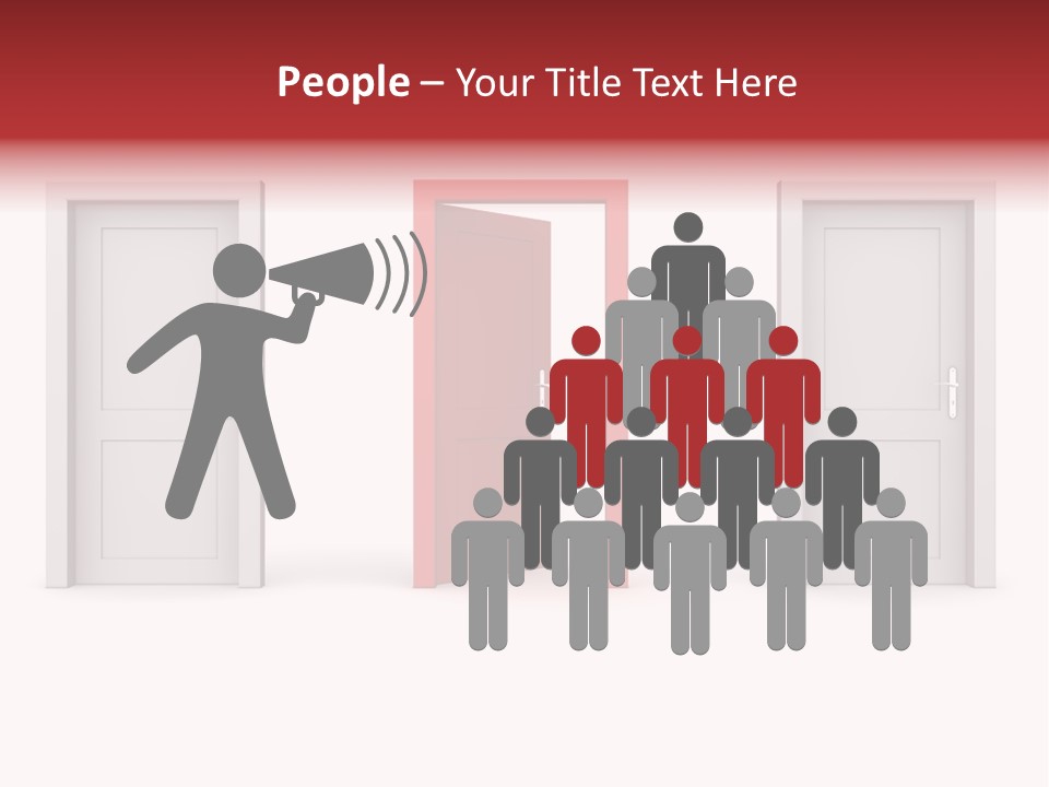 A Red Door Is Open In A White Room PowerPoint Template