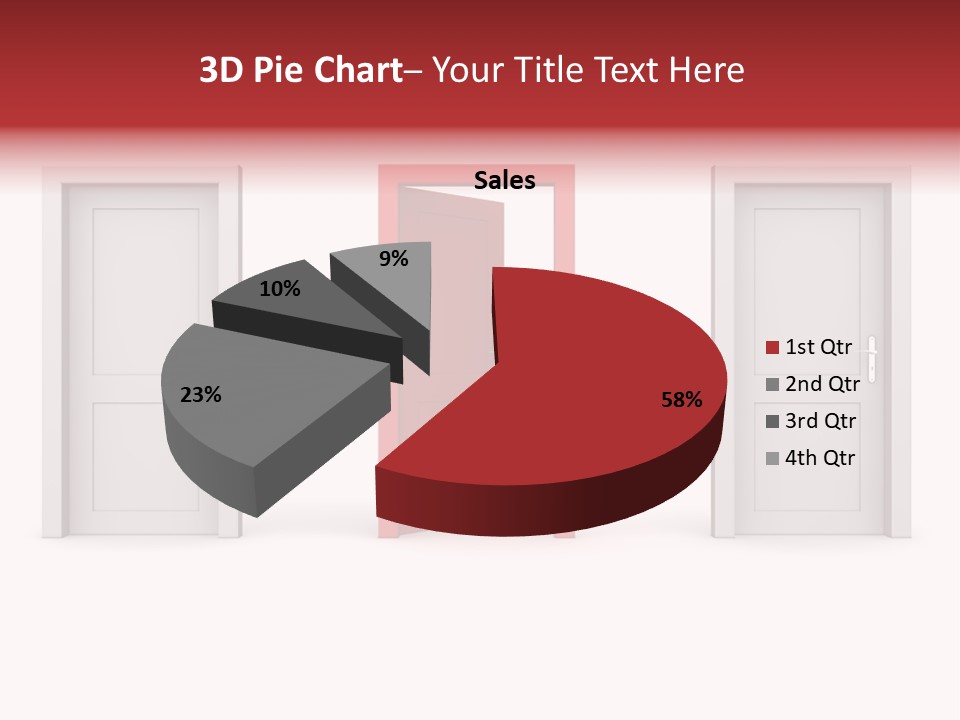 A Red Door Is Open In A White Room PowerPoint Template