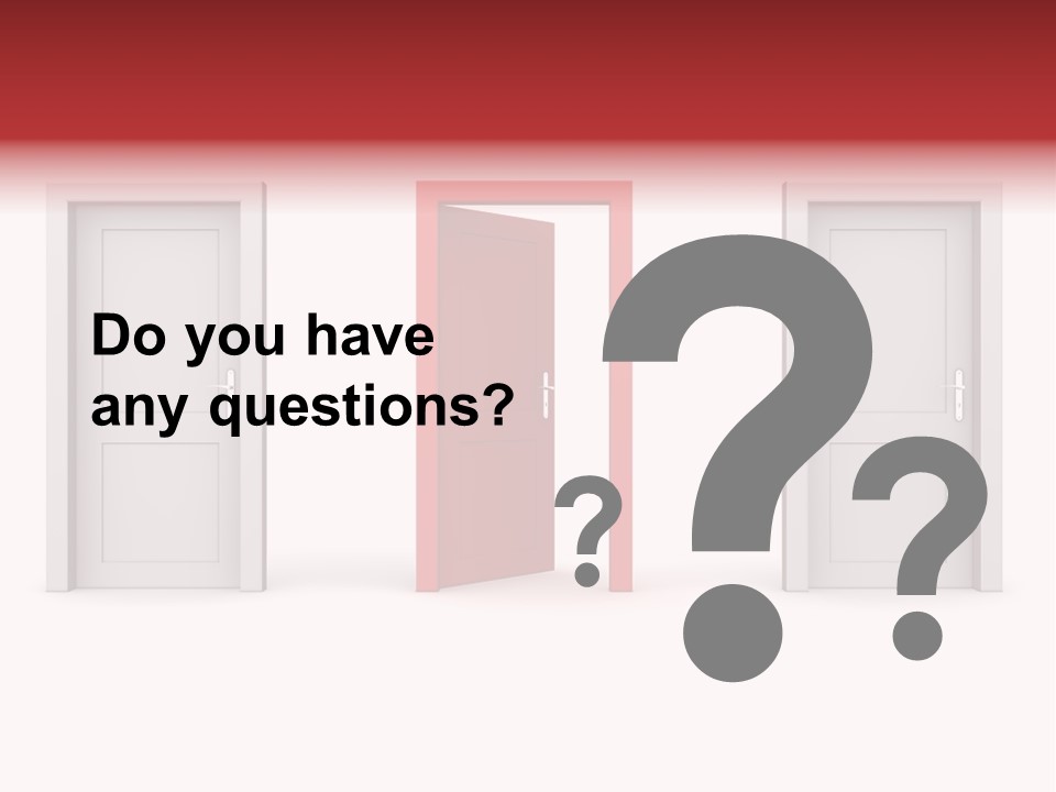 A Red Door Is Open In A White Room PowerPoint Template