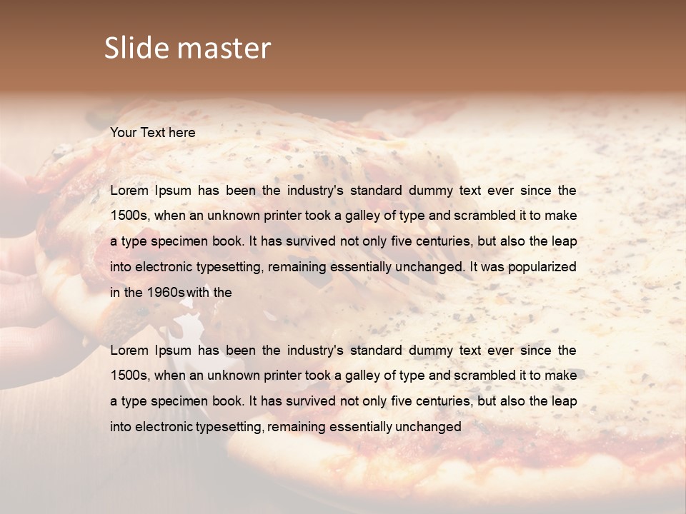 A Person Holding A Slice Of Pizza On A Plate PowerPoint Template