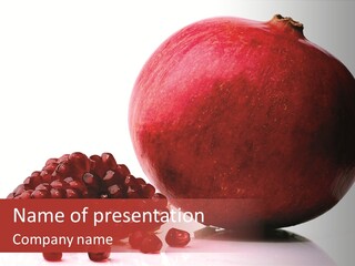 A Pomegranate And A Piece Of Pomegranate On A White PowerPoint Template
