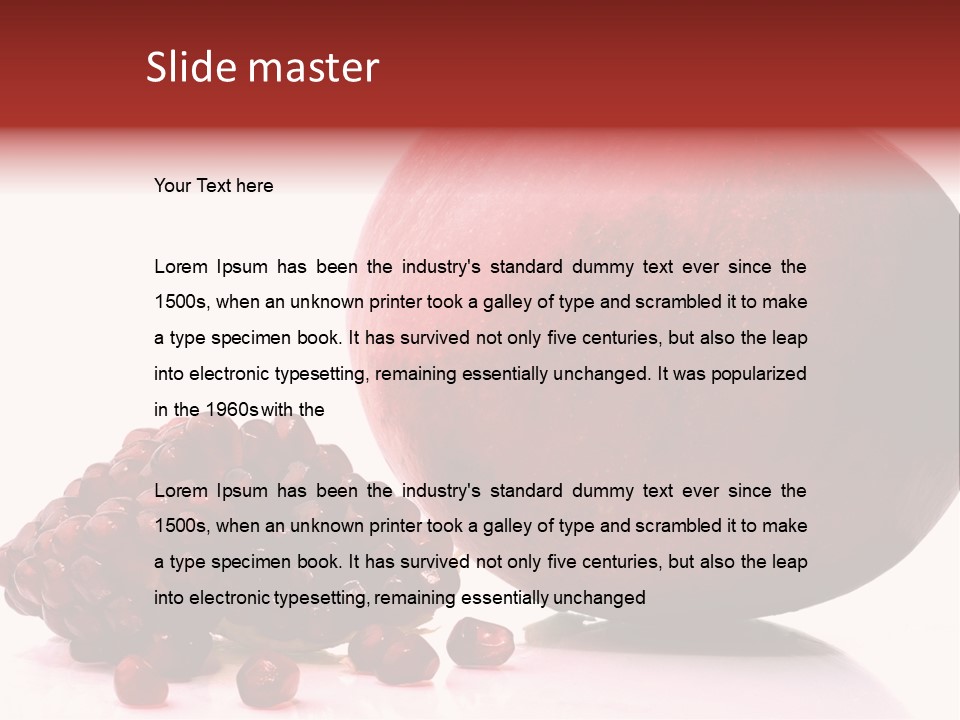 A Pomegranate And A Piece Of Pomegranate On A White PowerPoint Template