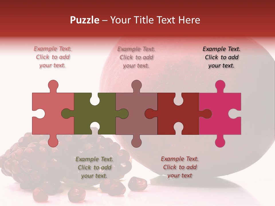 A Pomegranate And A Piece Of Pomegranate On A White PowerPoint Template