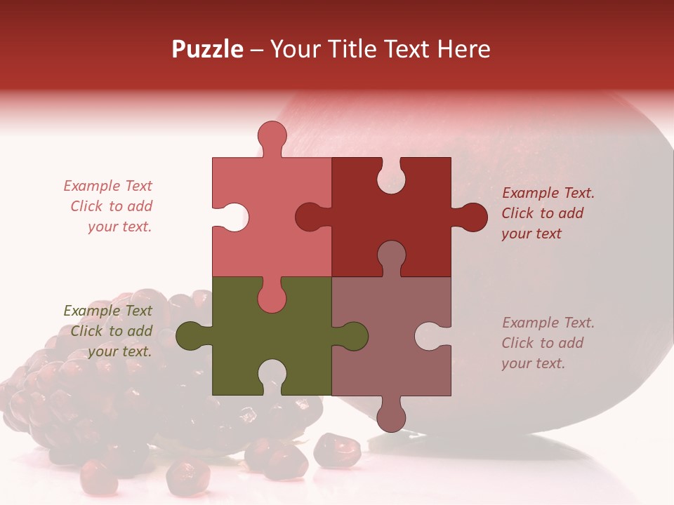 A Pomegranate And A Piece Of Pomegranate On A White PowerPoint Template