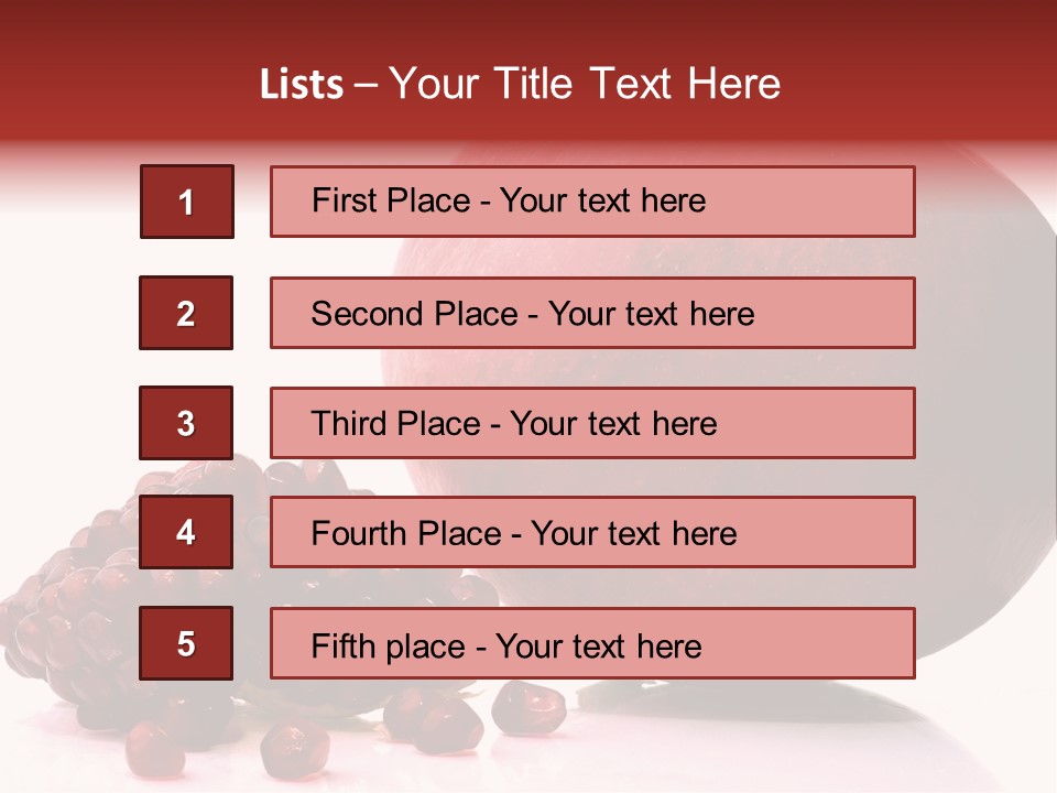 A Pomegranate And A Piece Of Pomegranate On A White PowerPoint Template