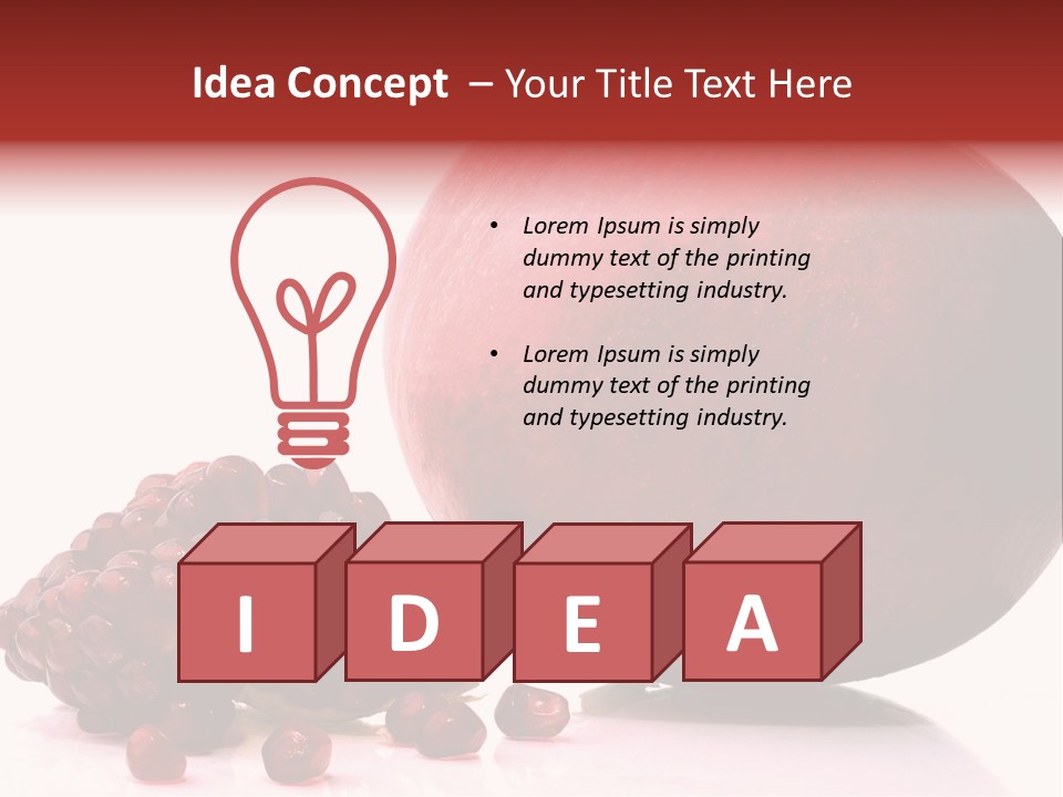 A Pomegranate And A Piece Of Pomegranate On A White PowerPoint Template