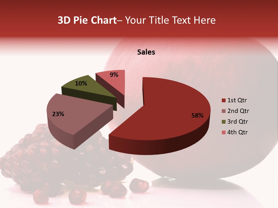 A Pomegranate And A Piece Of Pomegranate On A White PowerPoint Template