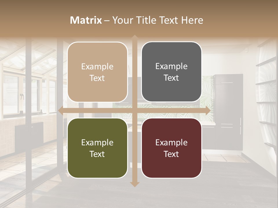 A Kitchen With A Lot Of Cabinets And A Lot Of Windows PowerPoint Template