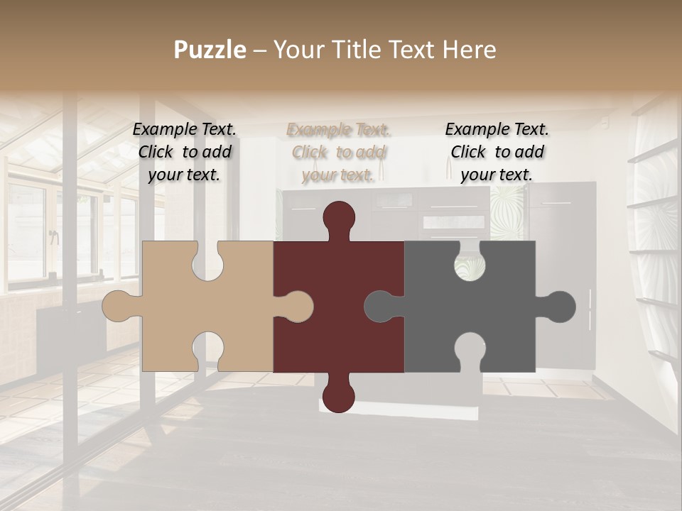 A Kitchen With A Lot Of Cabinets And A Lot Of Windows PowerPoint Template