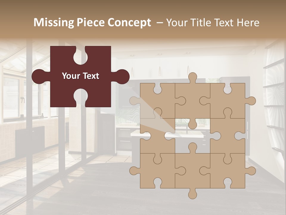 A Kitchen With A Lot Of Cabinets And A Lot Of Windows PowerPoint Template