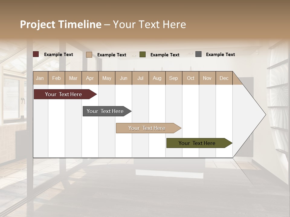 A Kitchen With A Lot Of Cabinets And A Lot Of Windows PowerPoint Template
