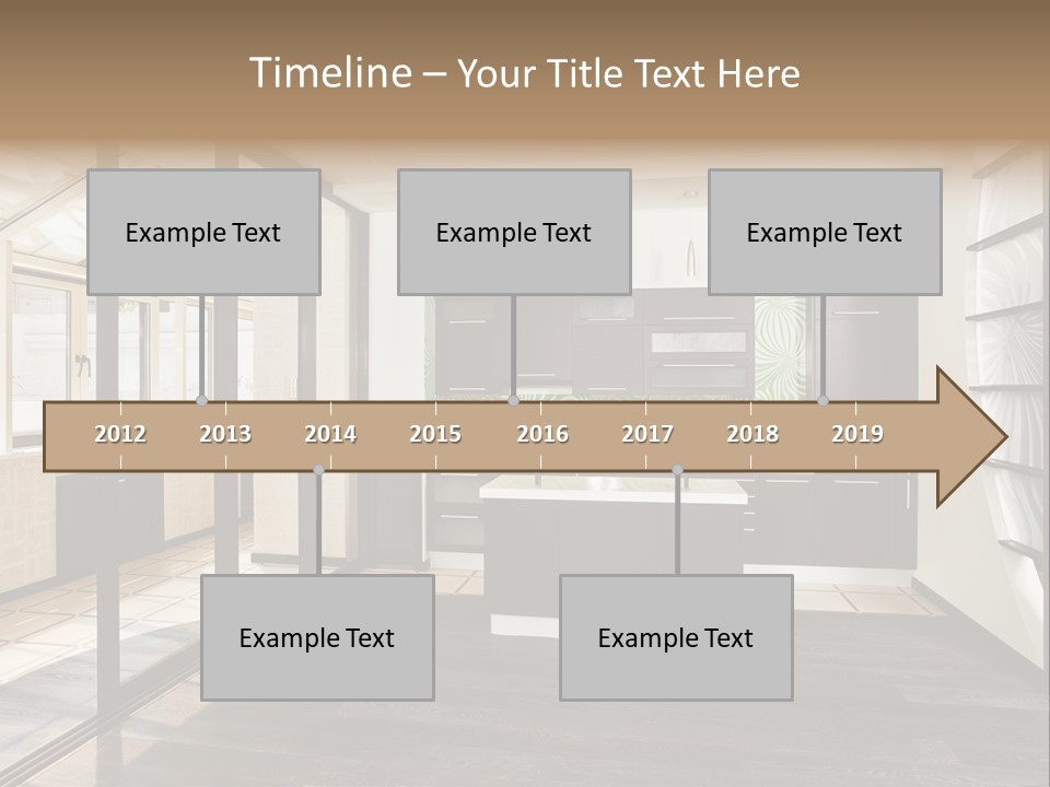 A Kitchen With A Lot Of Cabinets And A Lot Of Windows PowerPoint Template