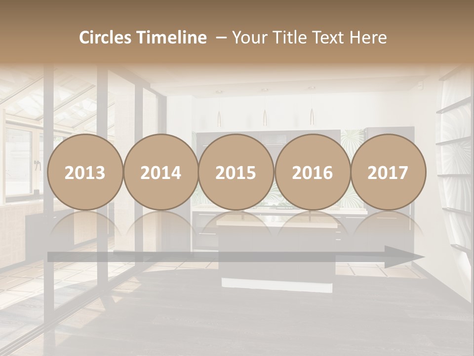 A Kitchen With A Lot Of Cabinets And A Lot Of Windows PowerPoint Template