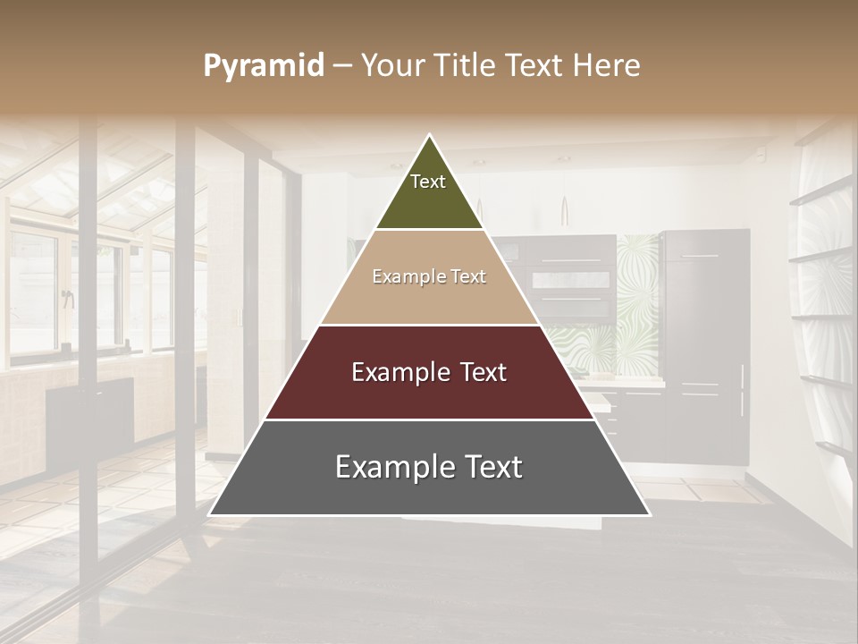 A Kitchen With A Lot Of Cabinets And A Lot Of Windows PowerPoint Template