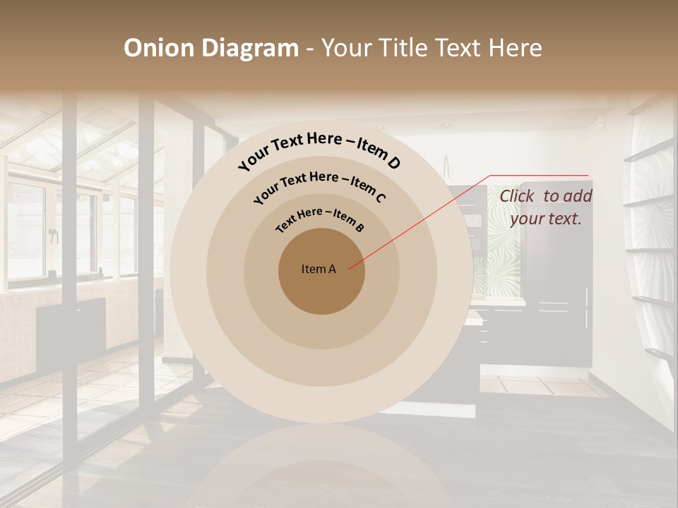 A Kitchen With A Lot Of Cabinets And A Lot Of Windows PowerPoint Template