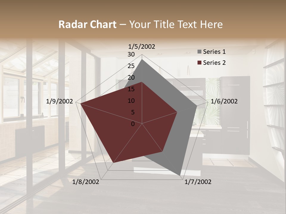 A Kitchen With A Lot Of Cabinets And A Lot Of Windows PowerPoint Template