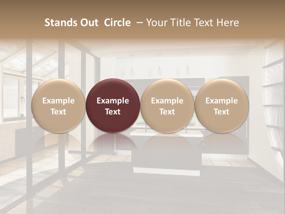 A Kitchen With A Lot Of Cabinets And A Lot Of Windows PowerPoint Template