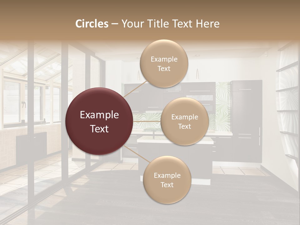 A Kitchen With A Lot Of Cabinets And A Lot Of Windows PowerPoint Template