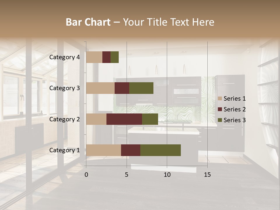 A Kitchen With A Lot Of Cabinets And A Lot Of Windows PowerPoint Template