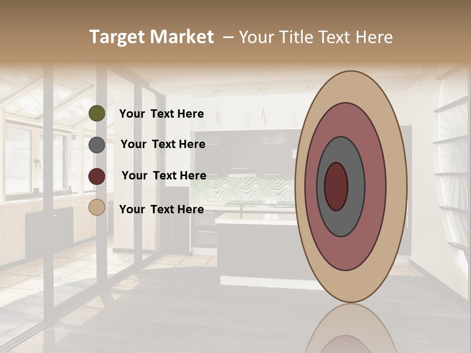 A Kitchen With A Lot Of Cabinets And A Lot Of Windows PowerPoint Template