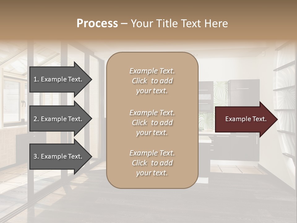 A Kitchen With A Lot Of Cabinets And A Lot Of Windows PowerPoint Template