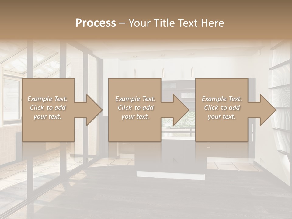 A Kitchen With A Lot Of Cabinets And A Lot Of Windows PowerPoint Template