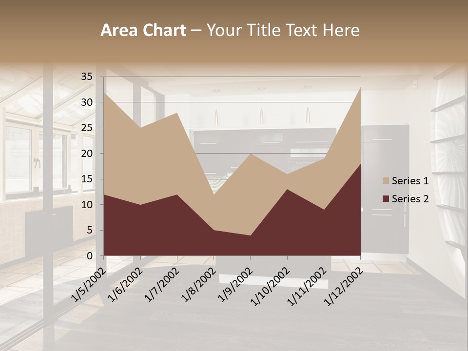 A Kitchen With A Lot Of Cabinets And A Lot Of Windows PowerPoint Template