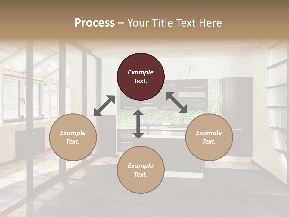 A Kitchen With A Lot Of Cabinets And A Lot Of Windows PowerPoint Template