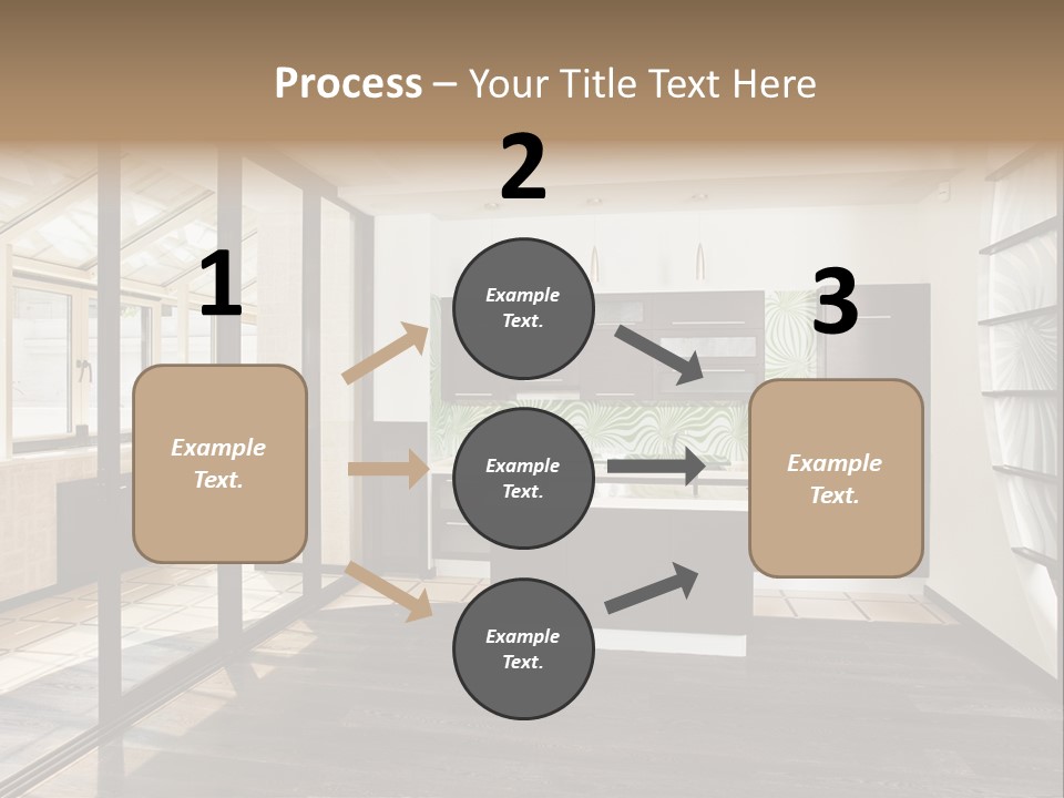 A Kitchen With A Lot Of Cabinets And A Lot Of Windows PowerPoint Template
